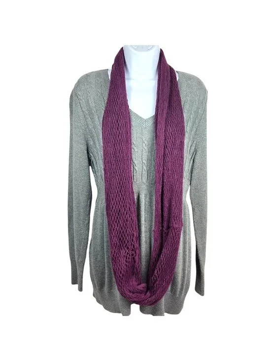 Soft Purple Knit Infinity Scarf Lightweight Crochet-Style Loop Mix & Match 3/$15 - Picture 2 of 7